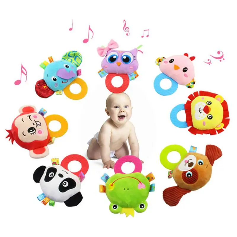 

Kuulee Baby Rattle Hand Bell Toys Plush Panda Bird Frog Dog Rattle Dolls Gifts for Infants