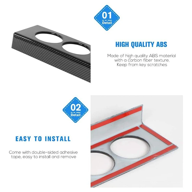 

Air Conditioner Switch Panel Trim Cover for Jeep Wrangler JK 2007-2010, Carbon Fiber Texture