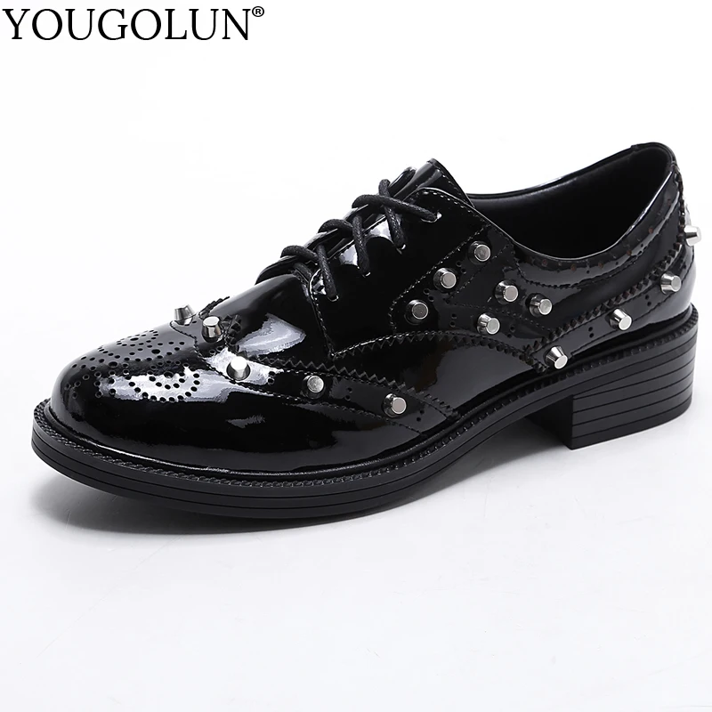 Женские модельные туфли в стиле дерби элегантные женские из лакированной кожи