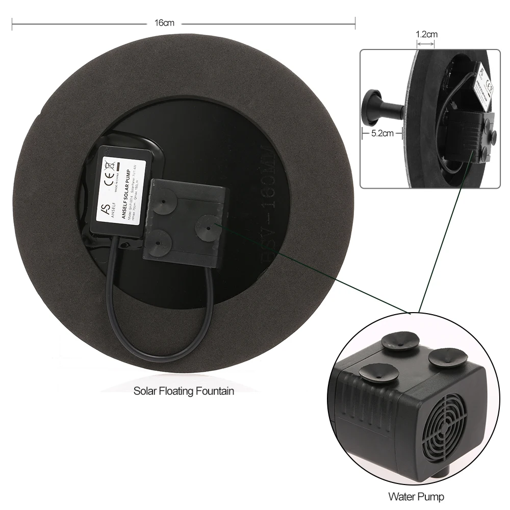 Насос на солнечных батареях плавающий фонтан для птичьего ванны пруд сад бассейн