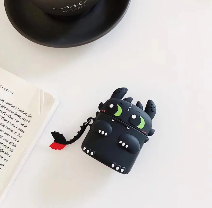 3D, футболка с изображением героев мультфильма «Как приручить дракона Ночная фурия Мягкий силиконовый чехол для Apple Airpods 1/2/3 Pro крышка Беспроводной Bluetooth наушники чехол - Цвет: Черный