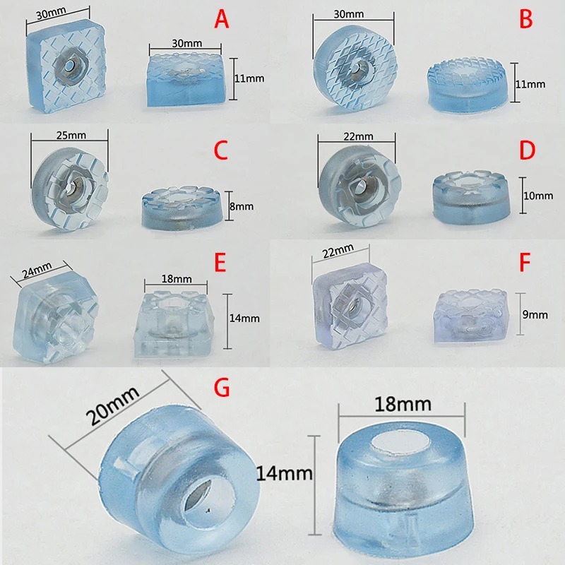 18-24 мм квадратная круглая противоскользящая Тихая Прозрачная мягкая подушка для