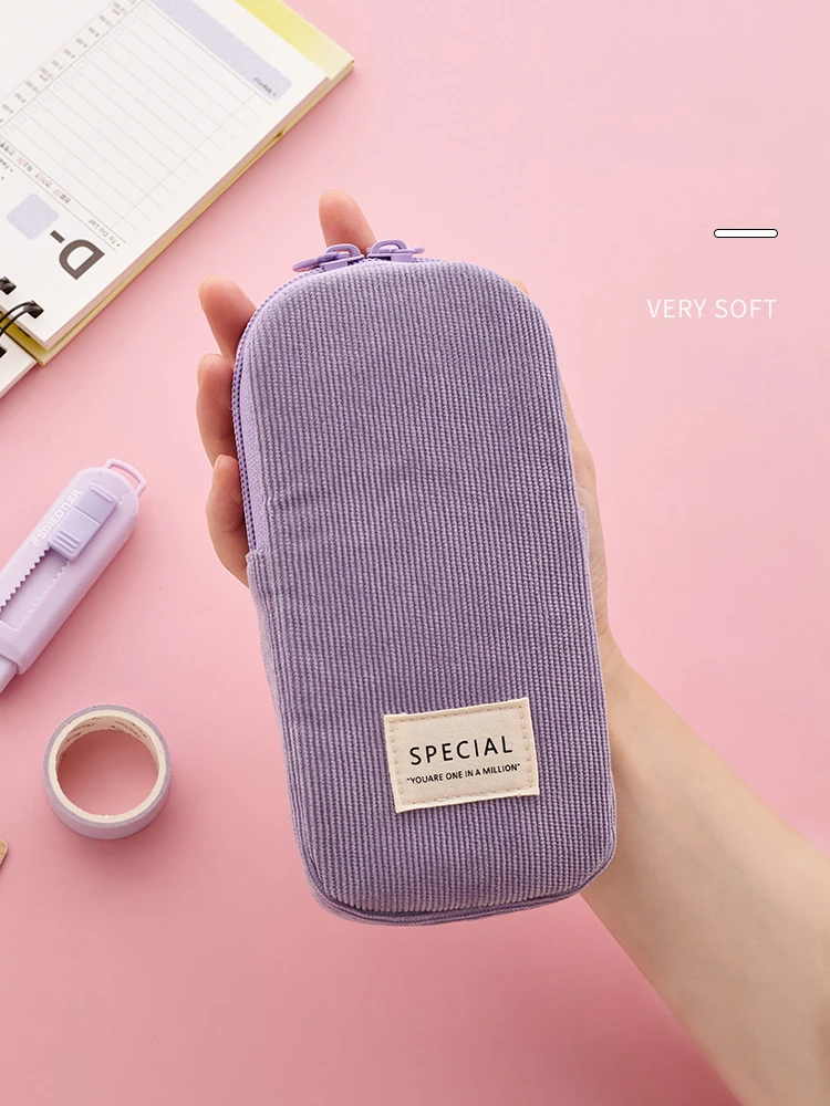 angoo mini candy pencil case pen bag color design back pocket soft touch corduroy storage pouch phone stationery school a6460 free global shipping