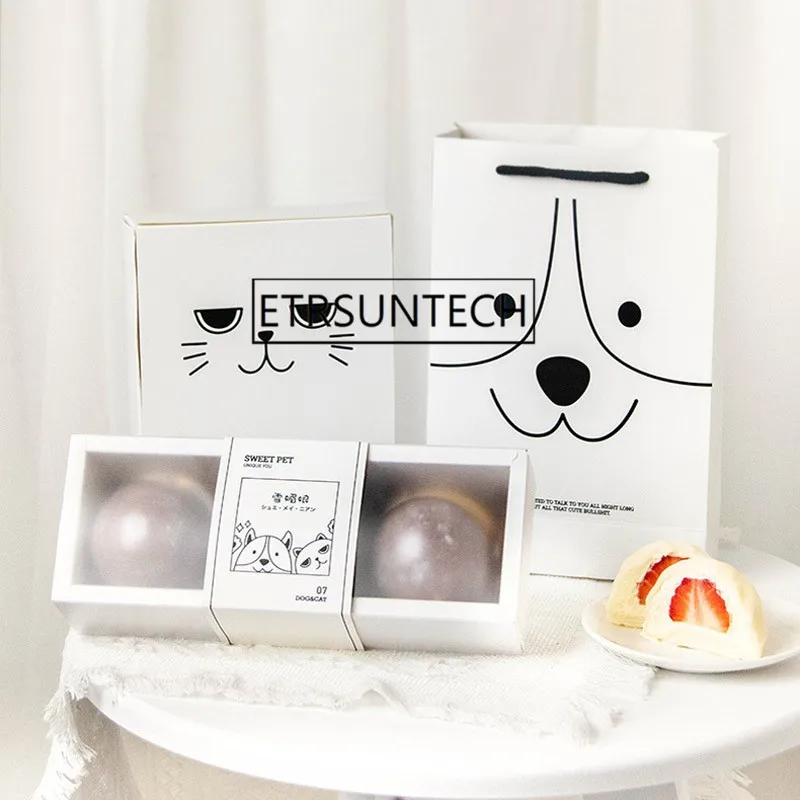 100 шт. коробка для торта с милыми животными дизайн кошки собаки десерт печенье