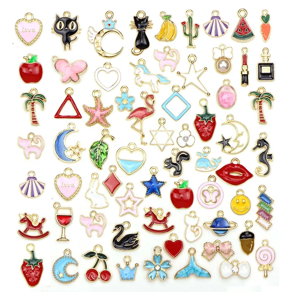 

10pcs Stars Drop Oil Alloy Fruit Pendant Copper Plated Charm Enamel Pendants Jewelry Findings Components Mixed Style
