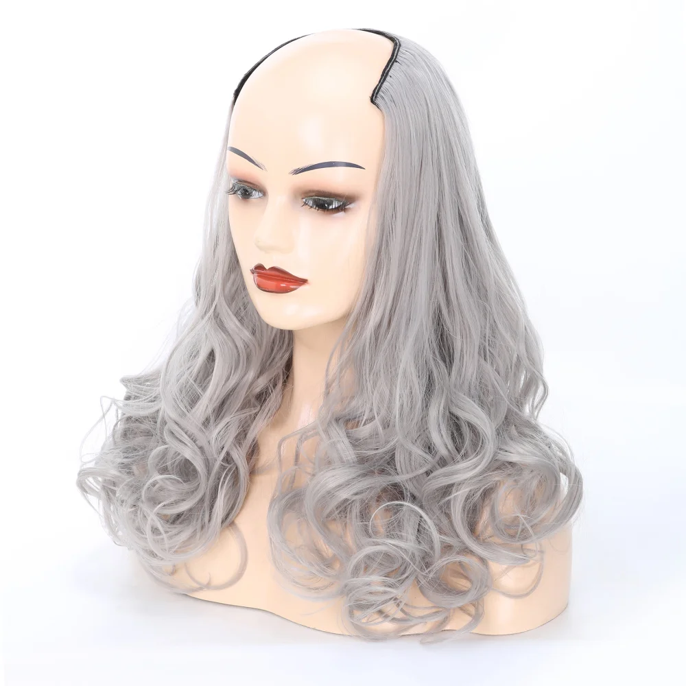 

Long Curly U Part Half Wig Clip in Ombre Synthetic None Thick Head Clip on Hair Extension for Women 24 Inch