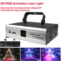 3w full color rgb dmx strong beam stage animation laser light colorful professional lighting dj disco christmas club projector