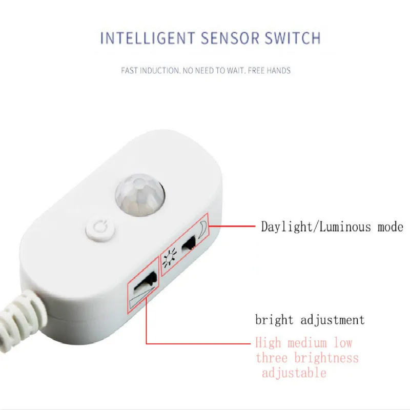 Светодиодная подсветка под шкаф лента с беспроводным датчиком движения PIR usb-порт