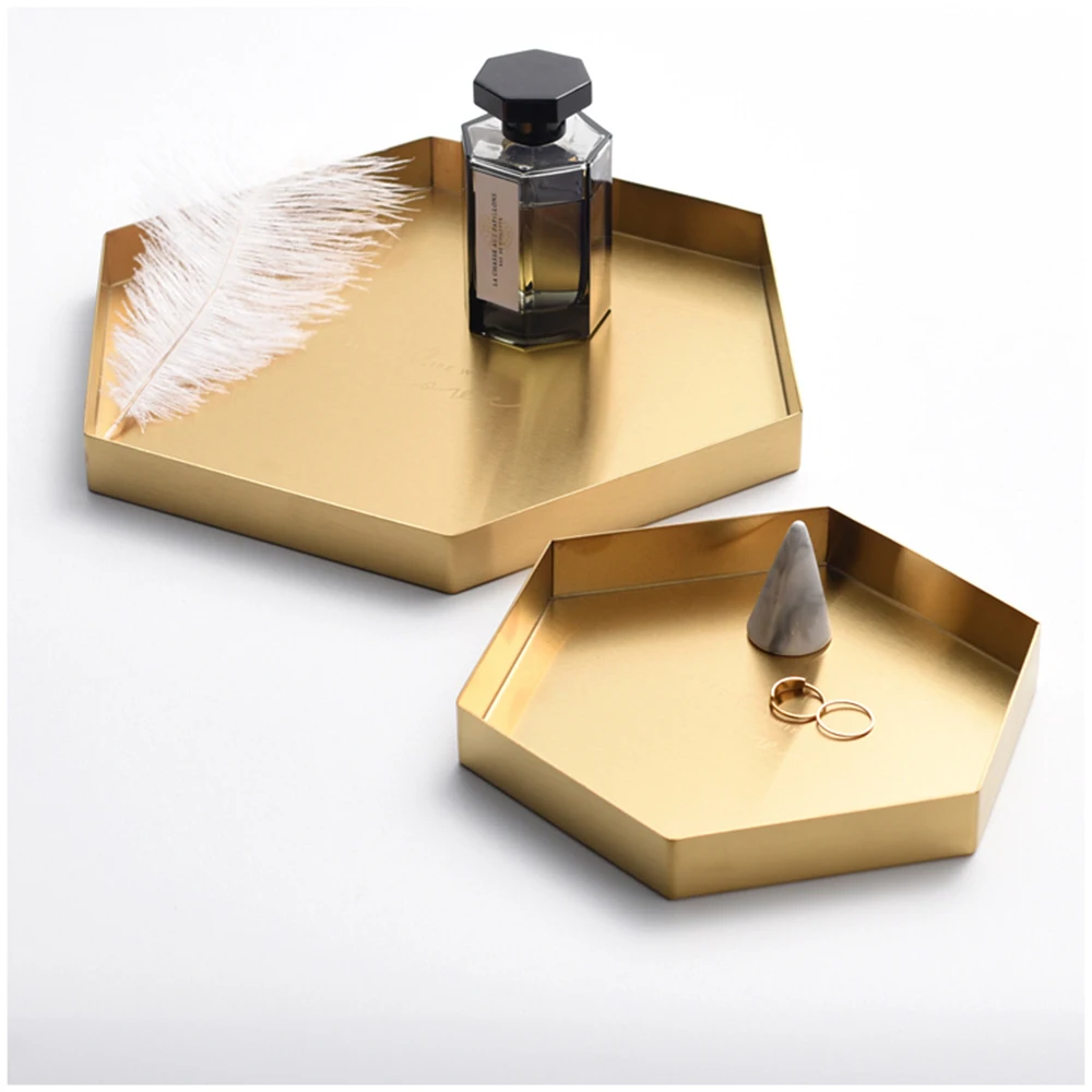 Геометрический лоток для хранения золотой из нержавеющей стали органайзер