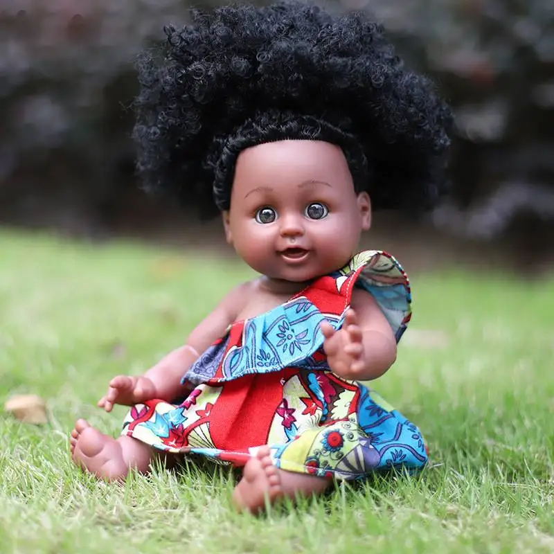 

30CM Full Silicone Rebirth Doll African Black Doll Cute Boy Girl Newborn Baby Bath Toy Children Gift