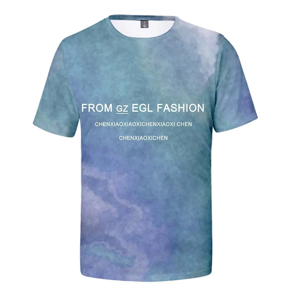 WAMNI сине фиолетовая футболка с градиентом 3D в стиле хип хоп короткими рукавами