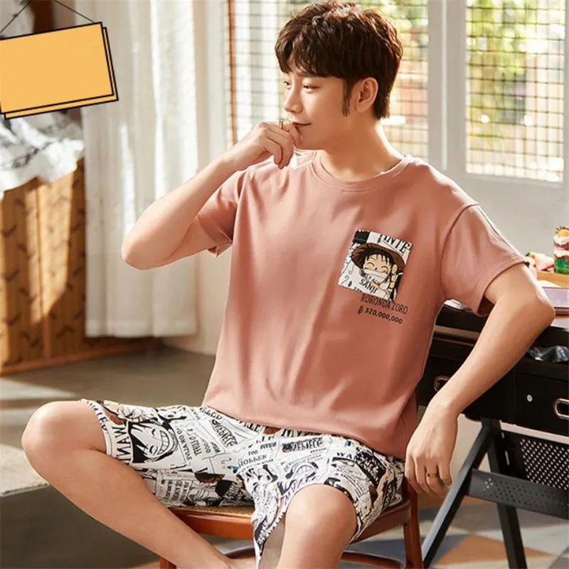 Summer Sleepwear Couple Matching Pajamas Men and Women Home Suits Chic Pjs Anime Pijama Mujer Lover Nightwear 2Pack Loungewear