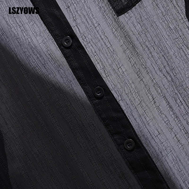 

2021 Summer See Through Blouses Women Long Sleeve Loose Blouses Tops Plus Size Chiffon Cardigans Casual Black White Long Shirts