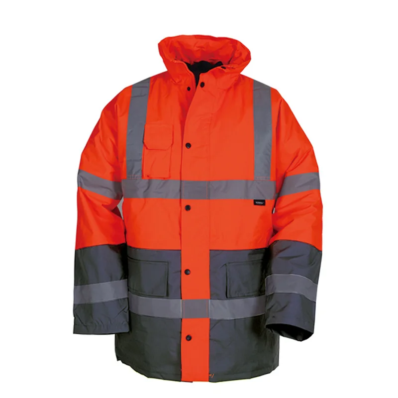 Orange parka jacket EN471 ANSI/SEA 107 Hi vis двухцветная водонепроницаемая куртка для парка безопасности со светоотражающей лентой оранжевая рабочая одежда зимняя куртка - Цвет: Orange parka jacket