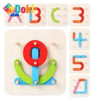 doki toy wooden letter number shape color pegboard set montessori toy preschool educational stacking blocks for toddlers kid