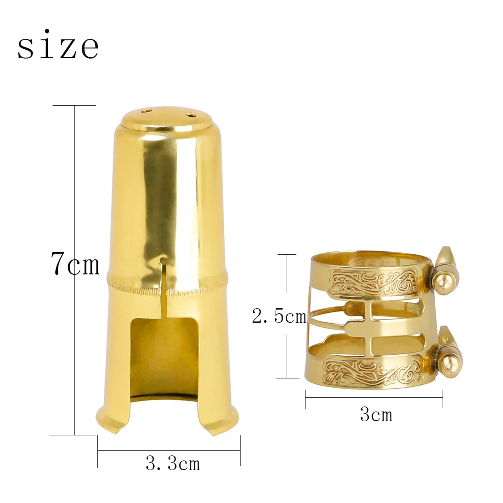 

Durable Brass Alto Sax Saxophone Mouthpiece Cap Cover with Ligature Clamp for Novice