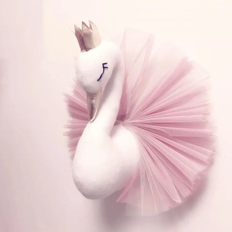 

Elephant Animal Head Wall Hanging Mount Stuffed Plush Toy Princess Doll for Kids Baby Girl Gift Nursery Room Artwork Wall Decor