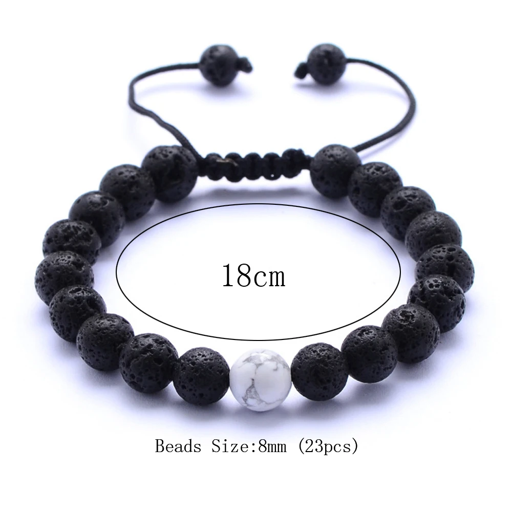 Лидер продаж пары расстояние белые бирюзой браслеты из лавового камня с бусинами