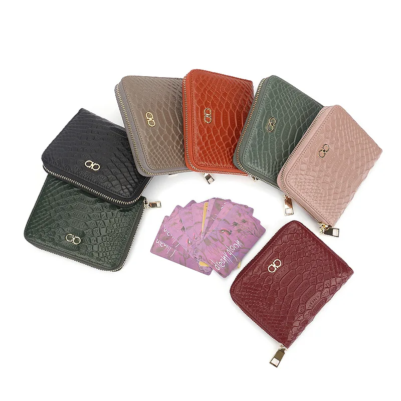 Держатель для карт и мелочей из натуральной воловьей кожи со змеиным узором |