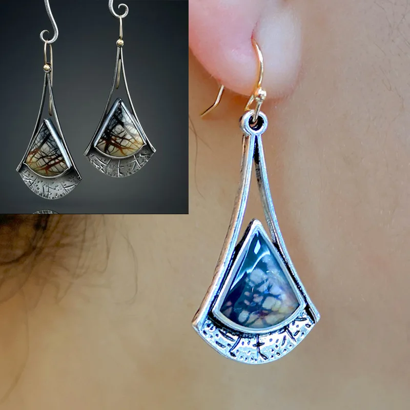 Винтажные серьги-подвески серебряного цвета в стиле гинкго билоба для женщин