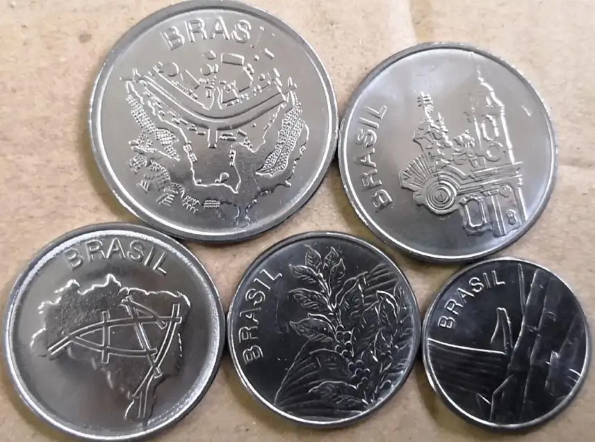 Набор из 5 монет Бразилии 100% настоящая копилка оригинальная коллекция | Дом и сад