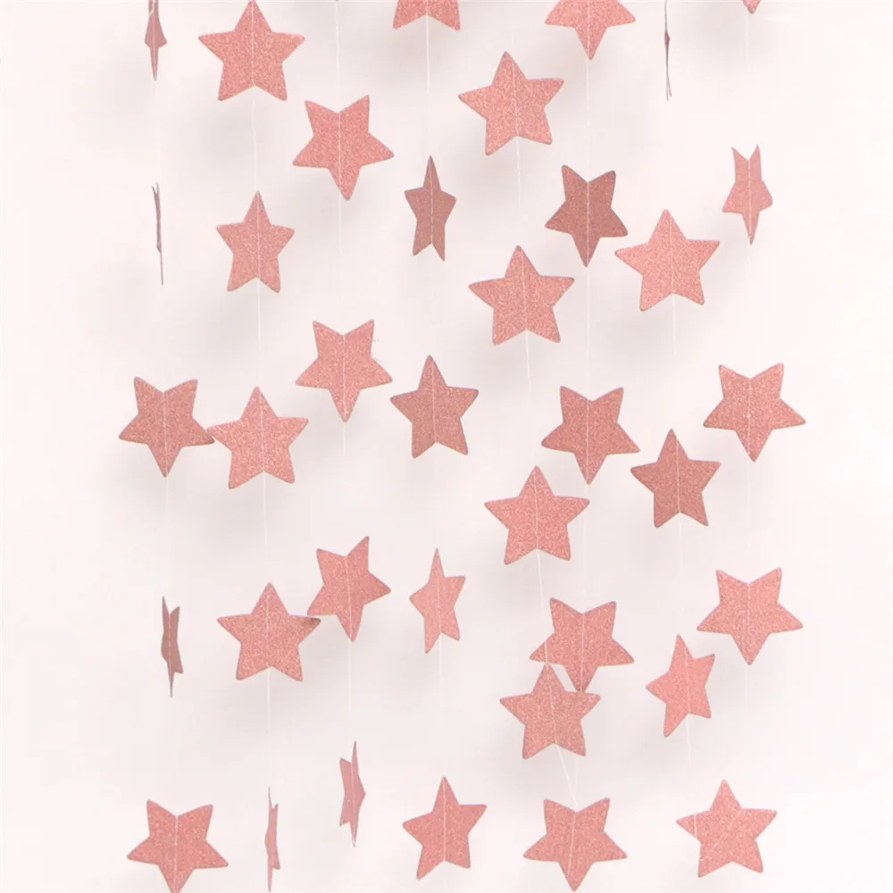 1 шт 2 м розовое золото бумага StarShape строка баннеры красочные овсянка