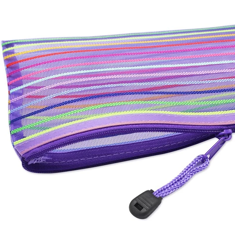 

15Pcs Colorful Small Zipper Mesh Pouches Rainbow Stripe Mesh Bag Multipurpose Pen Case Travel Cosmetic Office File Bag