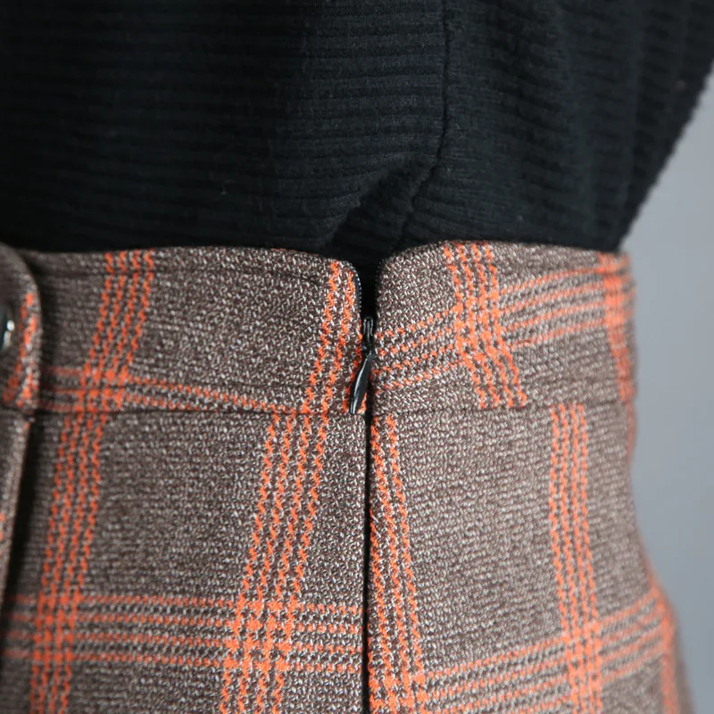 

2021 Autumn Winter Female New Plaid Woolen Skirt Office Lady Women Korean Fashion Sexy Slim High Waist A-Line Mini Check Skirts