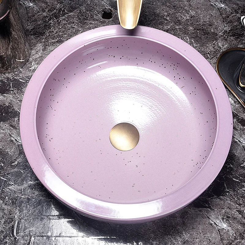 Раковина фиолетового цвета для ванной комнаты искусственная раковина