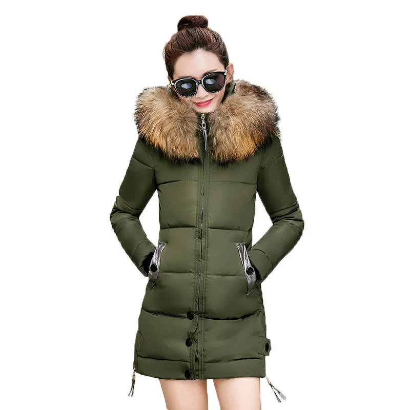 

Women Winter Hooded Warm Coat Plus Size Large Fur Coat Cotton-Padded Thicken Jackets Ladies Long Parkas Femme