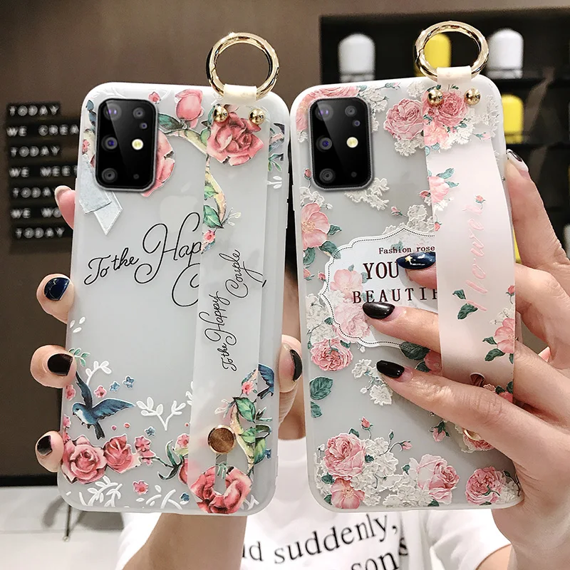 Чехол-накладка с ремешком на запястье для Samsung Galaxy S20 Note 8 9 10 S8 S9 S10 Plus | Мобильные