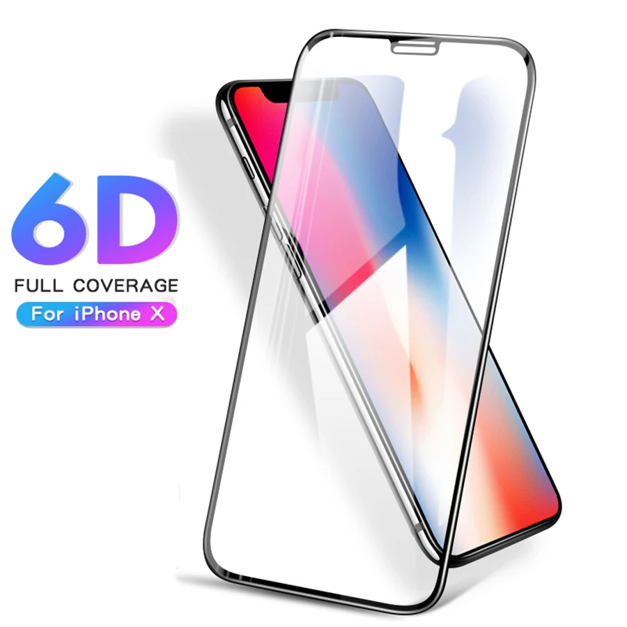 6D полный клей для iPhone 7 6 6S Plus XS MAX XR X Закаленное стекло Защита экрана полное