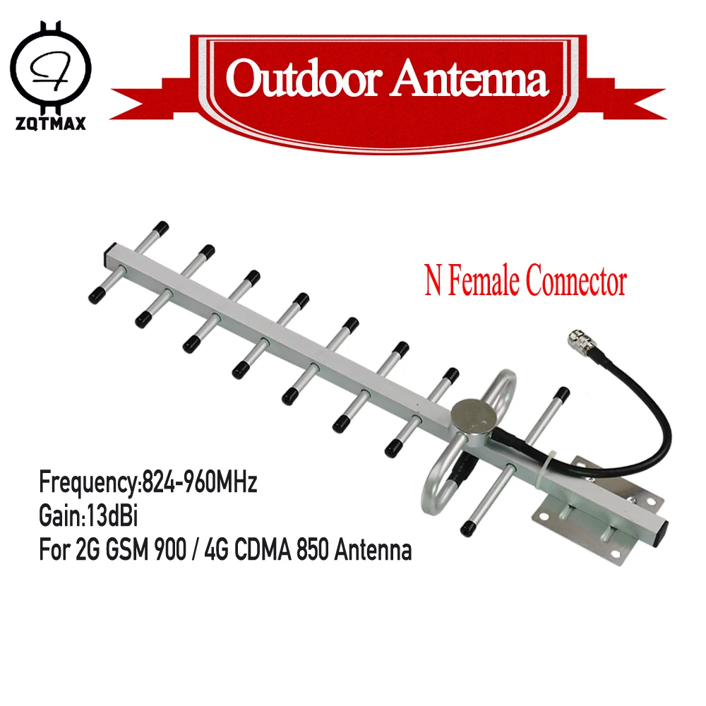 ZQTMAX 13dbi 9 блок 806 960 МГц внешняя антенна Yagi CDMA850Mhz GSM с N женский для ретранслятора
