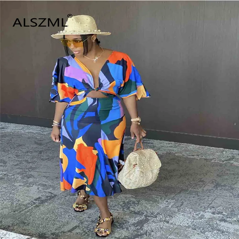 Лето 2020 горячая Распродажа галстук-краска короткий рукав v-образный вырез топ и