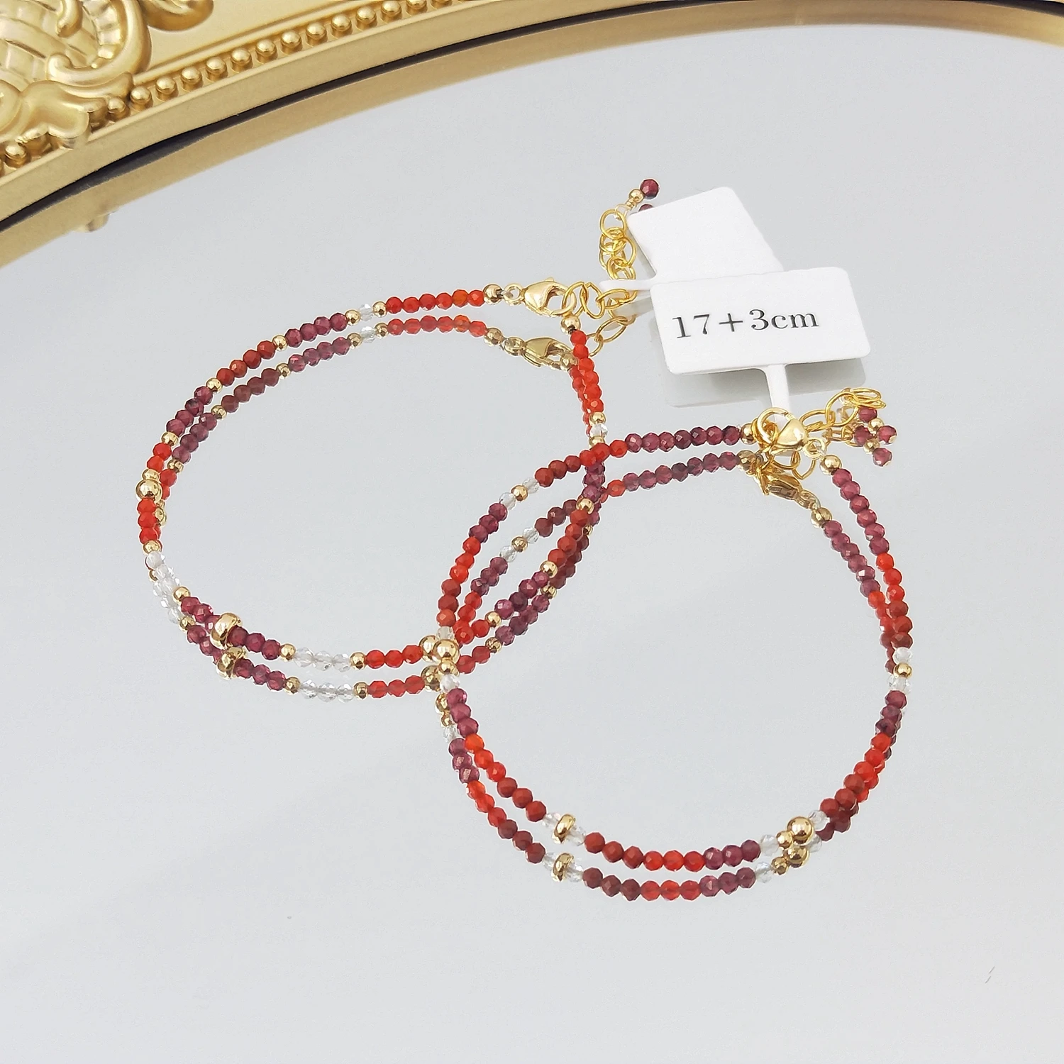 Lii Ji Carnelian Red Jasper Garnet  Clear Quartz 2mm American 14K Gold Filled Jewelry