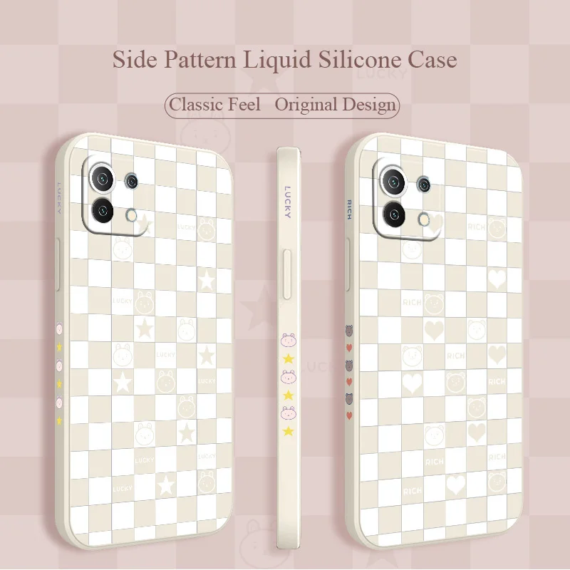

Plaid Bear Case For Xiaomi Mi 11 lite Ultra 11i 11T 10T 9T Pro Lite 10 10S 9 8 lite Pro Poco F2 X2 F3 Pro Silicone Back Cover
