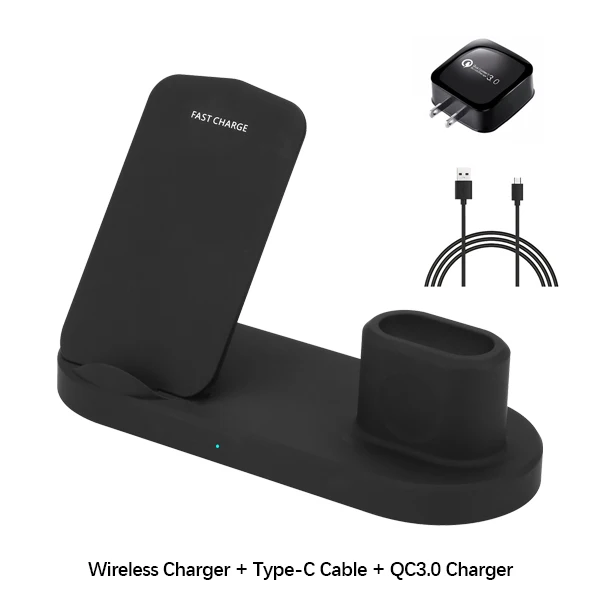 4 в 1 Qi Быстрое беспроводное зарядное устройство подставка для iPhone XR XS Max 8 Plus AirPods Apple Watch серия Магнитная быстрая зарядная док-станция - Цвет: US Plug