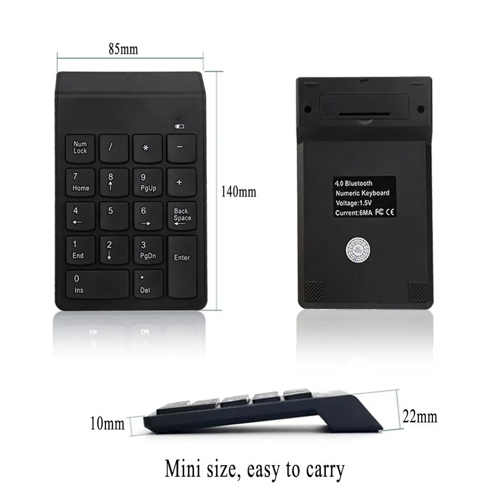 

Wireless Numeric Keypad Numpad 18 Keys Digital Keyboard for Accounting Teller Automatic Sleep Mode No Power Button Needed