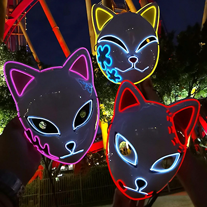 New Fashion Luminous LED Mask Multicolor Neon Glow Party Scary Halloween Cosplay Light Up | Дом и сад