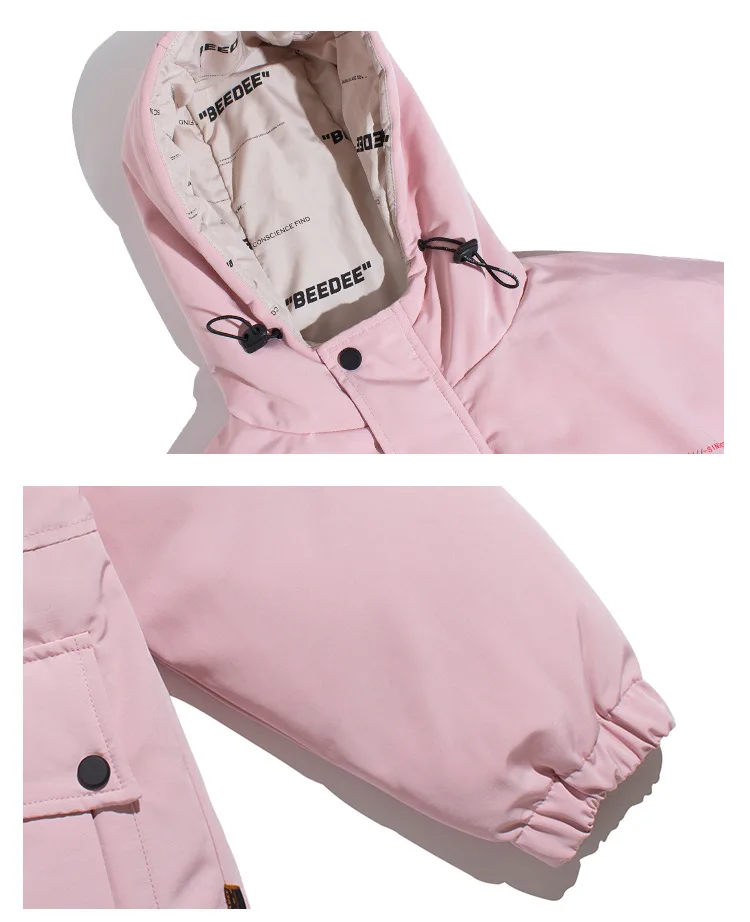 

Men Winter Thicken Padded Cotton Hooded Cargo Parkas Jacket Overcoat Male Women Streetwear Hip Hop Loose Warm Coat Outerwear