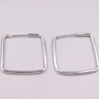 fine pure s925 sterling silver earrings women 252 5mm smooth square hoop earrings