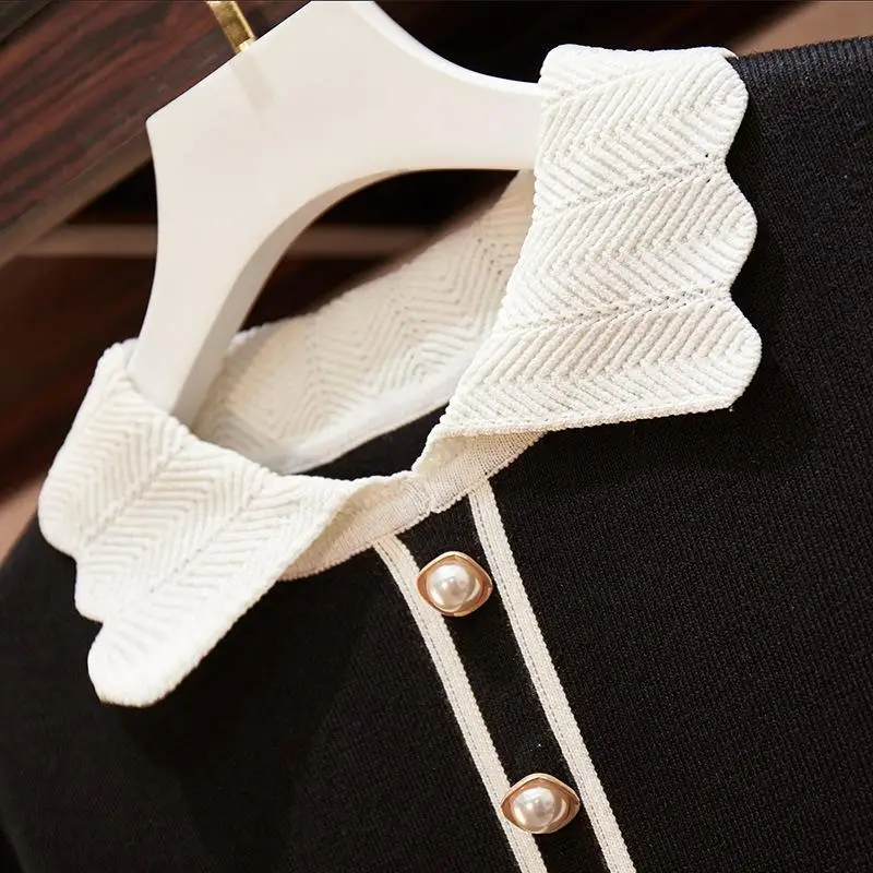 Large Size Autumn Winter Knitted Dress Women 4XL Plus Casual Black Buttons Sweater Big Office Work | Женская одежда