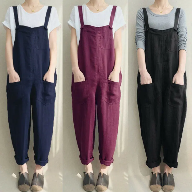 Модные женские брюки комбинезон большого размера Свободные Комбинезоны из