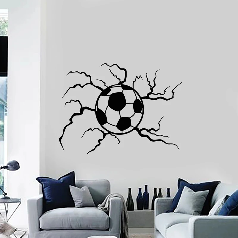 

Football Wall Sticker Soccer Ball Vinyl Decal Sport Game Stickers Boys Room Wall Decoration Creative Crack Home Decor C7021