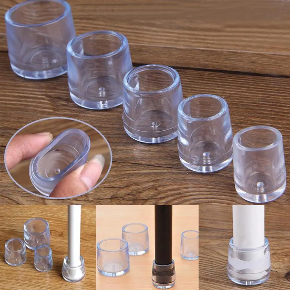 

4pcs Silicone Chair Leg Cap Feet Pad Furniture Table Chair Leg Floor Feet Cap Cover Protector Transparent 5 Sizes Leg Protection
