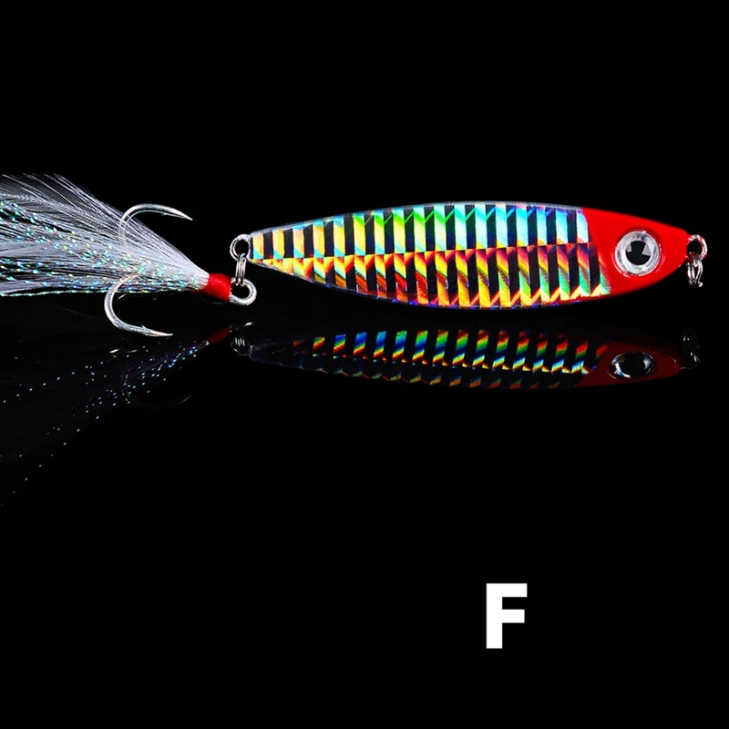 

20g 62mm Fishing Baits Colorful Reflection Jigging Attraction Spoon Fish Lures Accessories With Treble Hooks