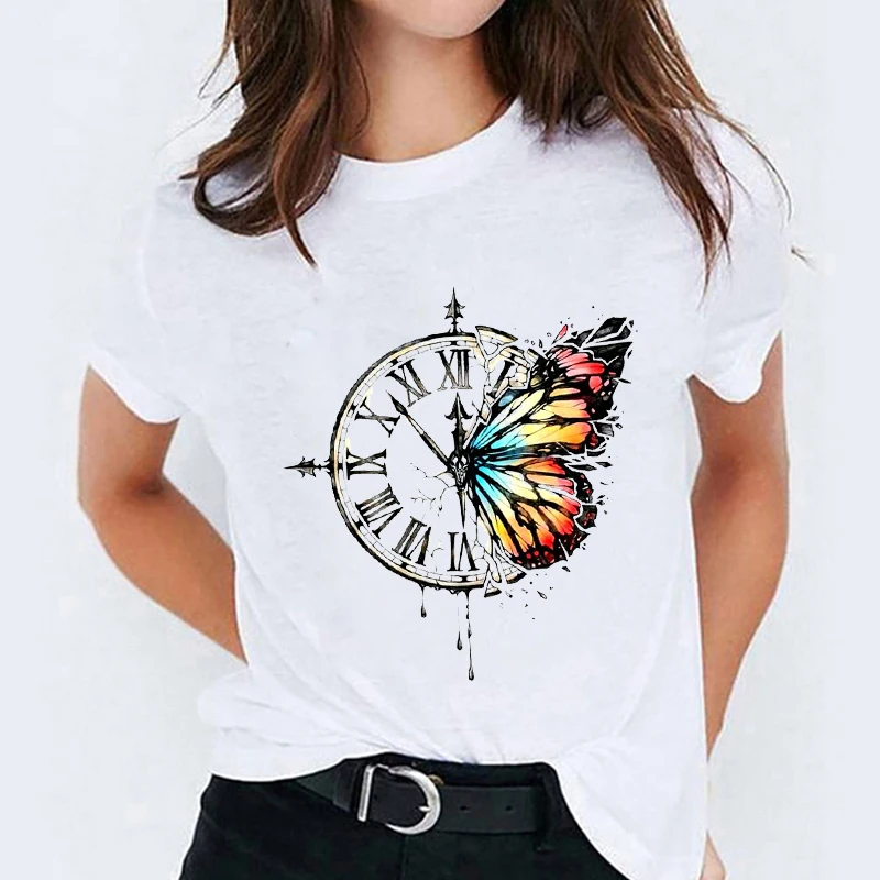

T-shirts Women 2021 Floral Butterfly Cute Vintage Summer Clothing 90s Tshirt Top Female Print Clothes Graphic Female Tee T-Shirt
