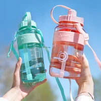 large capacity water bottle plastic fitness sports water bottle with straw outdoor climbing bicycle drink bottle kettle