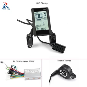 kunray lcd ebike display with e bike controller 36v brushless controller 350w 24v 48v battery power mileage speed time usb phone free global shipping