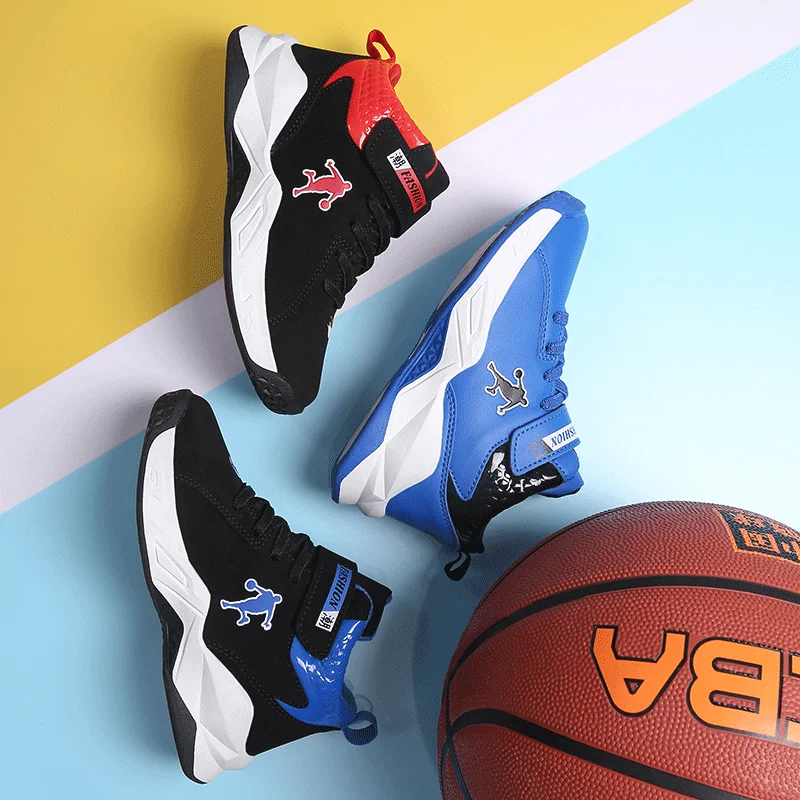 

Boys Basketball Shoes High Quality Top Soft Non-Slip Kids Sneakers Thick Sole Children Sport Kid Outdoor Trainer Shoes